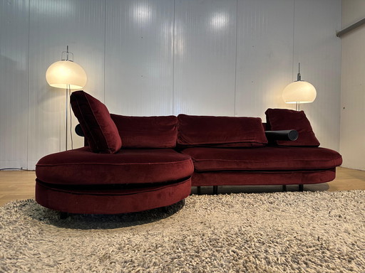 ZGAN B&B Italia Sitty Hoekbank Rood Velvet Suède