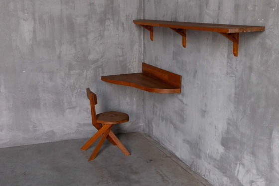 Image 1 of Custom Wall Console and Shelf by Pierre Chapo, France, 1970s
