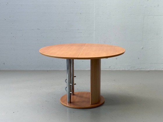 Tavolo da pranzo vintage allungabile, legno e cromo, anni '80 – Tavoli da pranzo, Wood (photo 15 of 15)