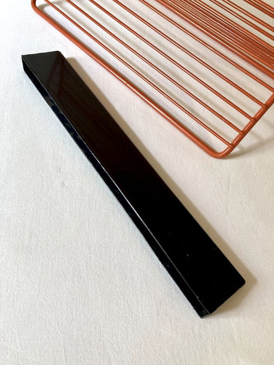 Image 1 of Wire metal magazine rack with triangular compartment, 1950s