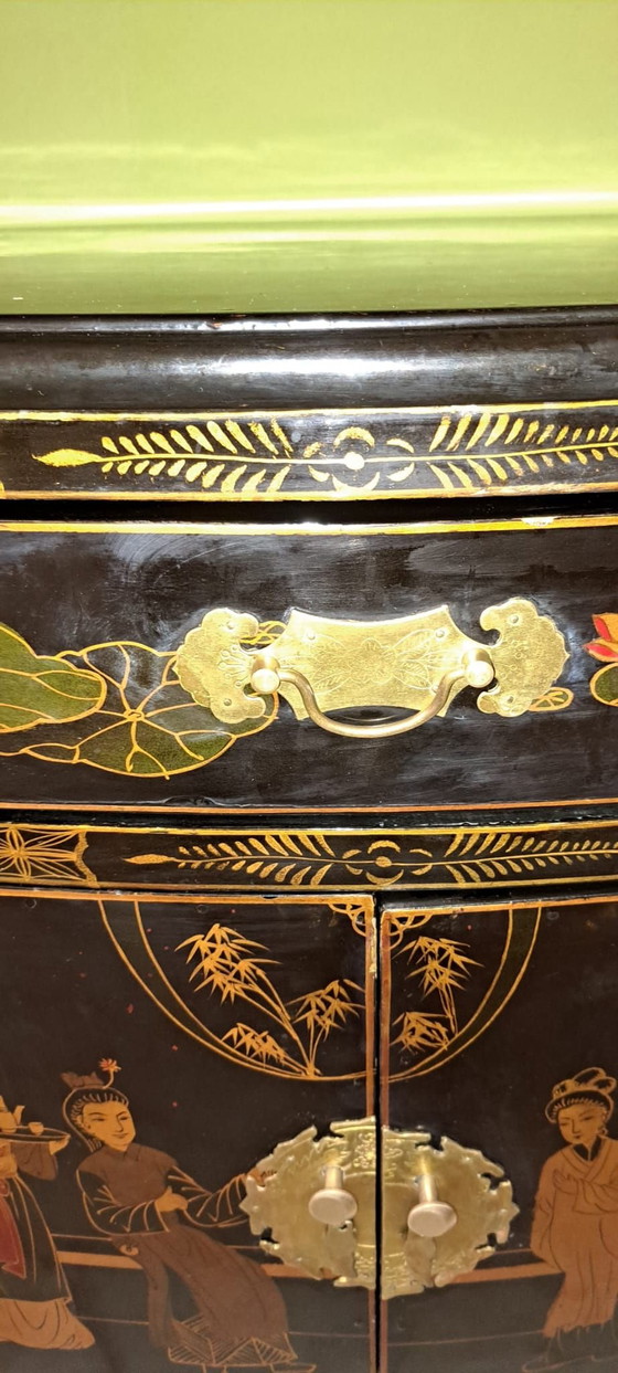 Tavolino orientale antico., Comodini, Legno, Ottone, Nero (foto 6 di 8)
