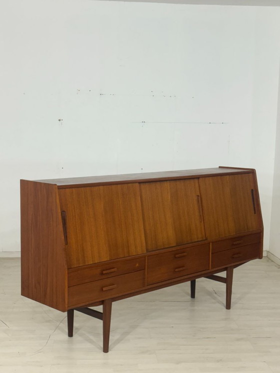 Image 1 of Buffet haut style années 50 / Meuble bar en teck / Meuble de salon / Buffet vintage