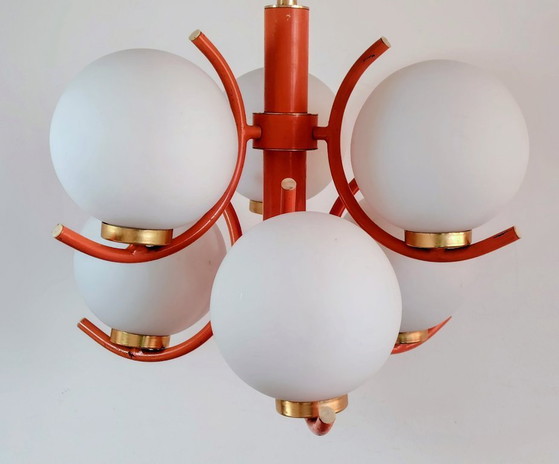 Image 1 of Lampe suspendue futuriste Spoutnik de l'ère spatiale, attribuée à Richard Essig