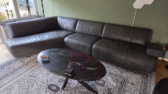 Leolux Guadaloupe in dark grey Danza leather - 3 years old!, Corner sofas (photo 3 of 7)