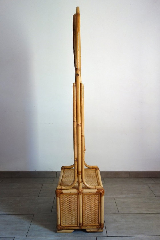 Staande spiegel van riet en bamboe, jaren 70/80 – Rattan, Wicker (photo 5 of 17)
