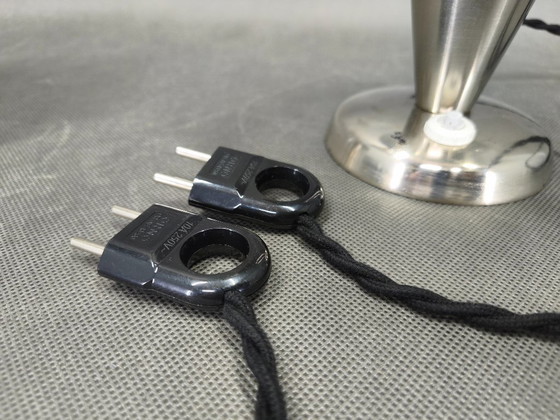 Image 1 of Paire de lampes de table réglables chromées de style Bauhaus, Tchécoslovaquie des années 1930