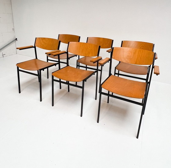 Image 1 of Set aus 6 stapelbaren Stühlen von Gijs van der Sluis, 1970er Jahre