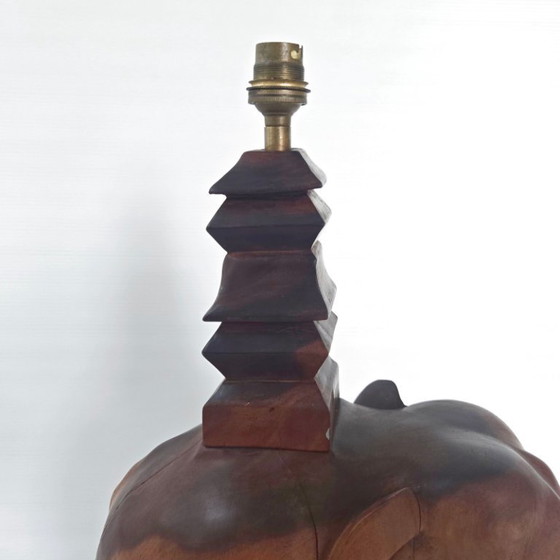 Image 1 of MAGNIFIQUE LAMPE ELEPHANT VINTAGE ART DECO 1940 1950 EN BOIS MASSIF 40S 50S