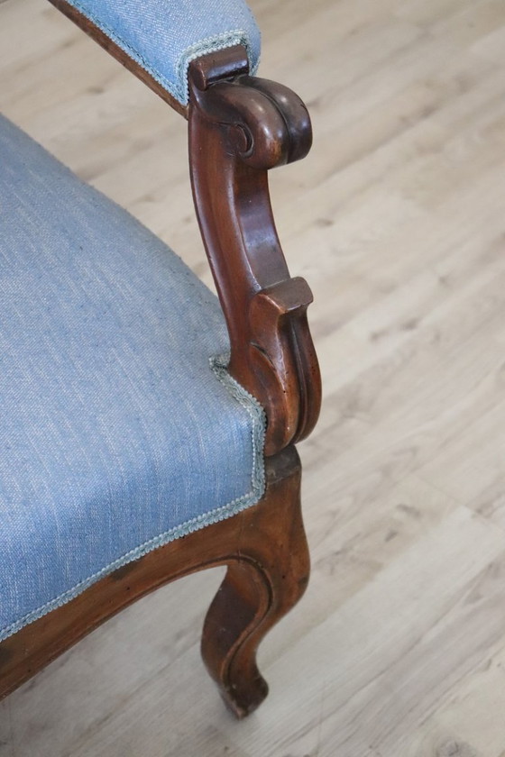 Image 1 of Fauteuil ancien en noyer, Italie Mid Century