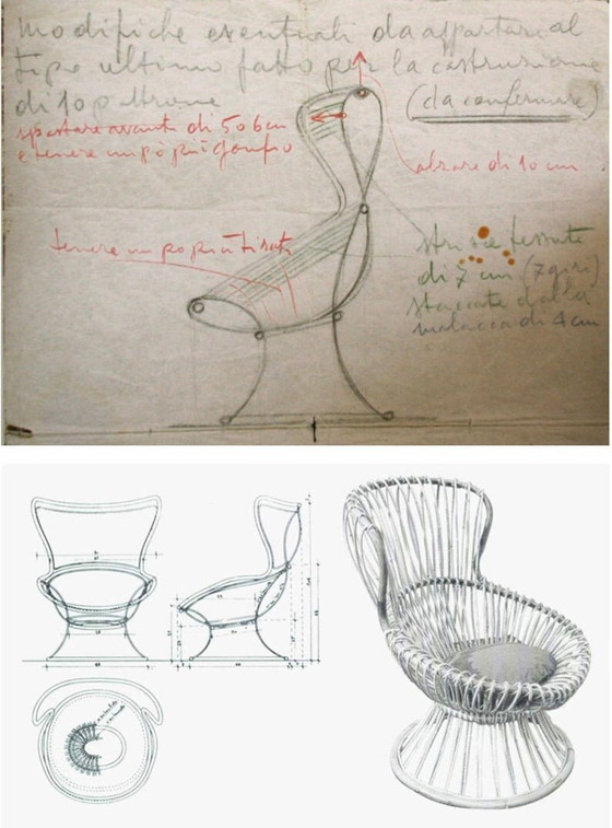 Image 1 of franco albini margherita rattan fauiteil
