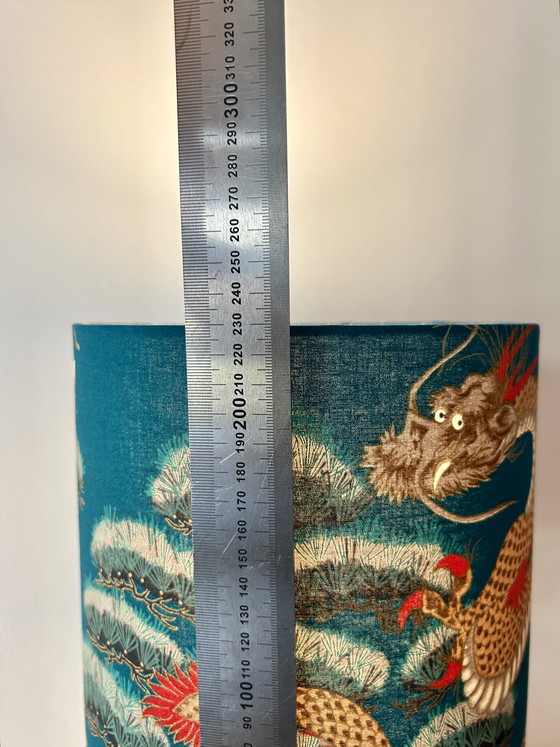 Image 1 of Lámpara de mesa decorativa de cerámica Jasba con pantalla japonesa.