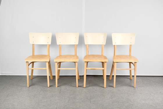 Set of 4 Dining Chairs, by TON, 1960s, Czechoslovakia – Wood (photo 2 of 16)