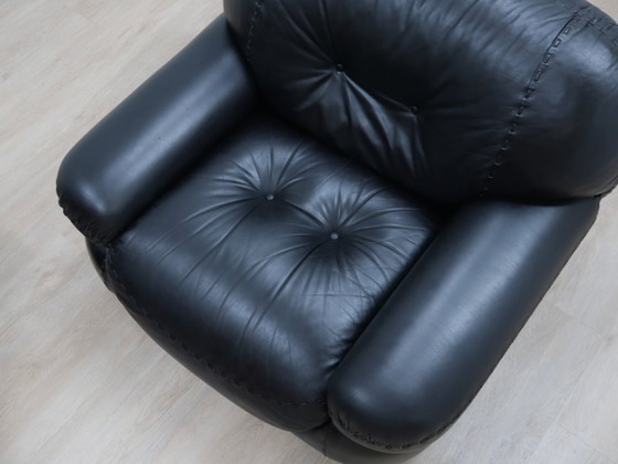 Image 1 of Paar Mobil Girgi Sapporo Sessel, schwarzes Leder, Italien, 1970er Jahre