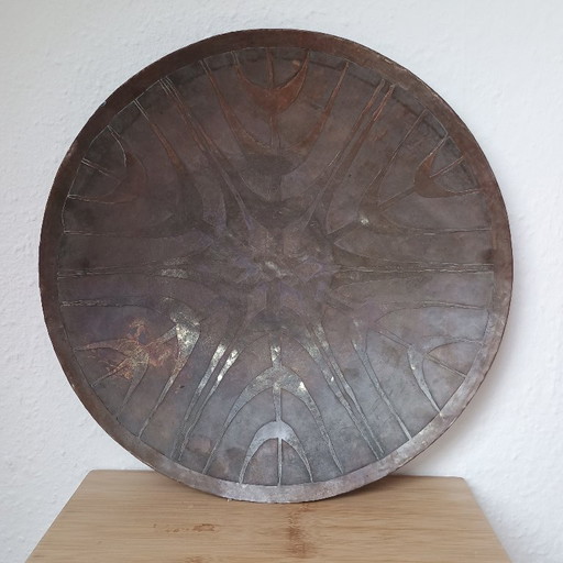 Large handcrafted copper wall plate