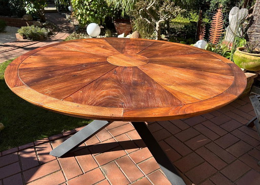 Table de jardin ronde en teck