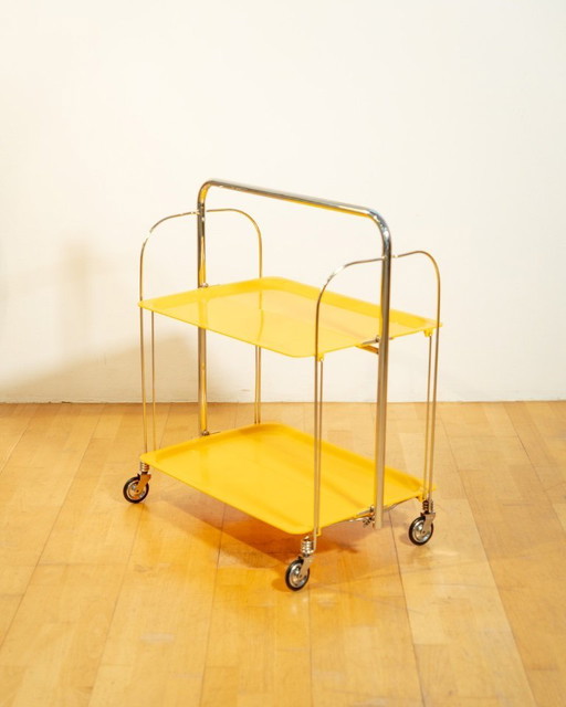 Vintage Raquer Klapp-Servierwagen – Gelb, 1960er Jahre