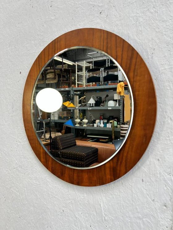 Image 1 of Vintage Danish Teak Mirror, Round, 1970s