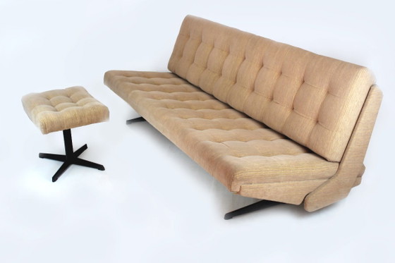 Poltrone Vintage Space Age Cecoslovacche, anni '70, Set di 4, Zona salotto, Tessile, Metallo, Beige (foto 3 di 13)