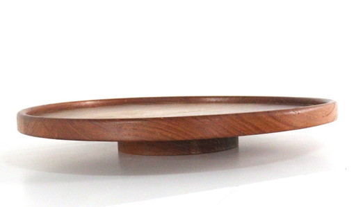 Bandeja giratoria Lazy Susan de teca, estilo danés vintage
