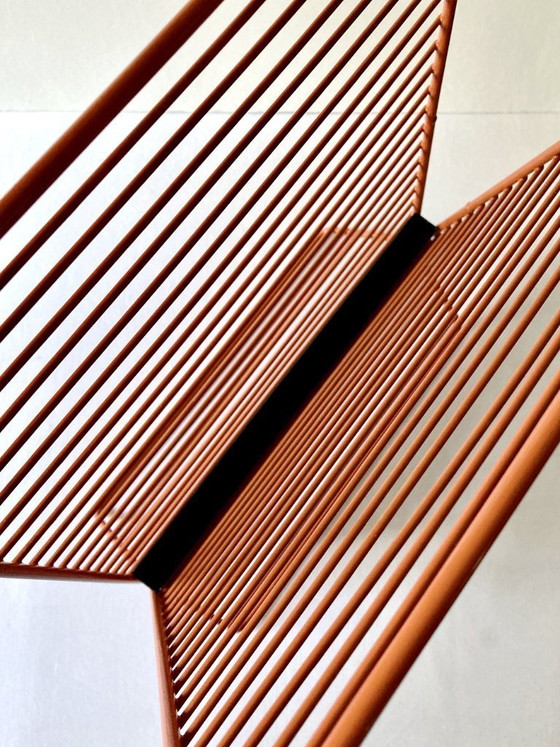 Image 1 of Wire metal magazine rack with triangular compartment, 1950s