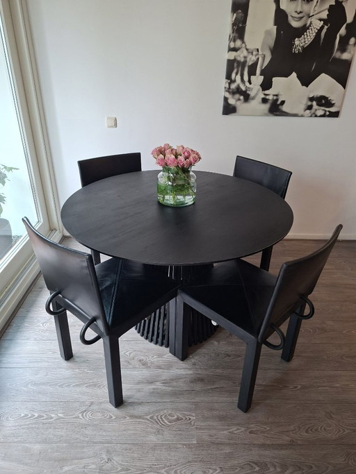 Original B&B Italia Arcadia Dining Chairs by Paolo Piva | Set of 6 | Black Leather | 1980s – eetkamerstoelen (photo 2 of 9)