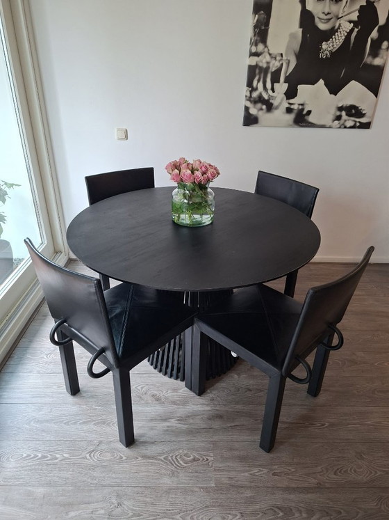 Original B&B Italia Arcadia Dining Chairs by Paolo Piva | Set of 6 | Black Leather | 1980s – Metal (photo 2 of 9)