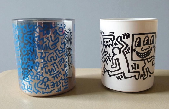 Image 1 of Macetas Paire Keith Haring - Verre opalin 