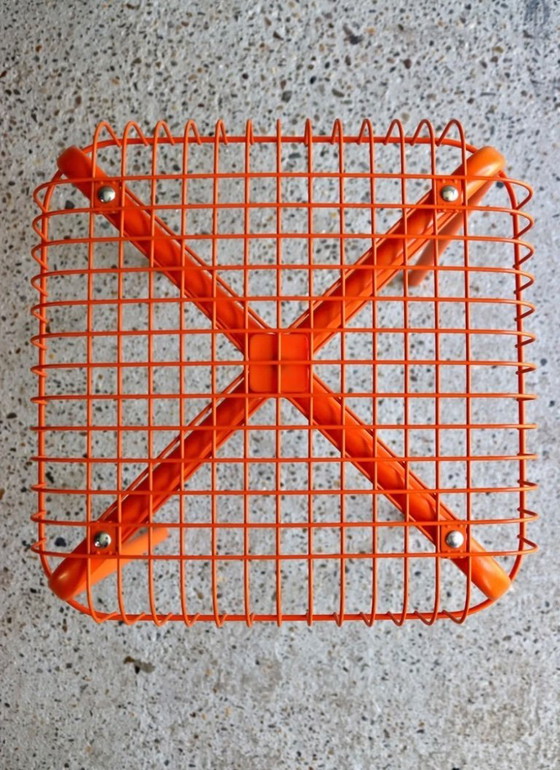 Image 1 of 2x Vintage Västerön IKEA Oranje Draadkruk by Inma Bermúdez en Francis Cayouotte, 1990s