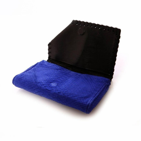 Image 1 of Maison Du Posh, pochette blu elettrico in pelle di serpente