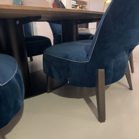 Image 1 of Mesa de comedor baja Passe Partout Buddha - 300x130 con sillas de comedor Moon (juego de 6)