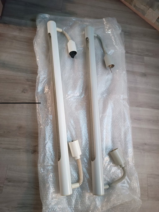 Pair of industrial pendant lamps by Massive, 1980s