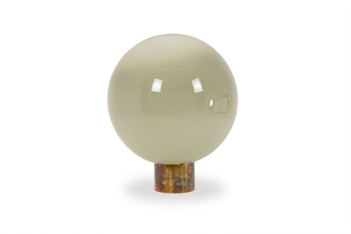 Globe lamp in opalescent glass and patinated bronze. Contemporary.
