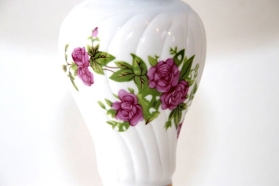 Image 1 of Porcelain table lamp, hand-painted, 1980s vintage