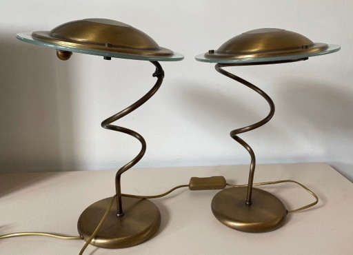 2 Steinhauser brass table lamps