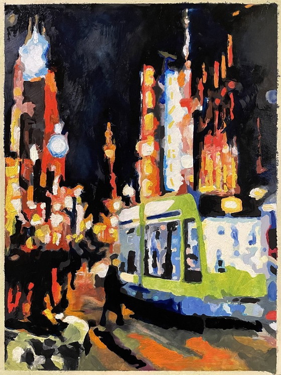 Image 1 of Villes nocturnes, série de peintures à l'huile 30 x 40 cm