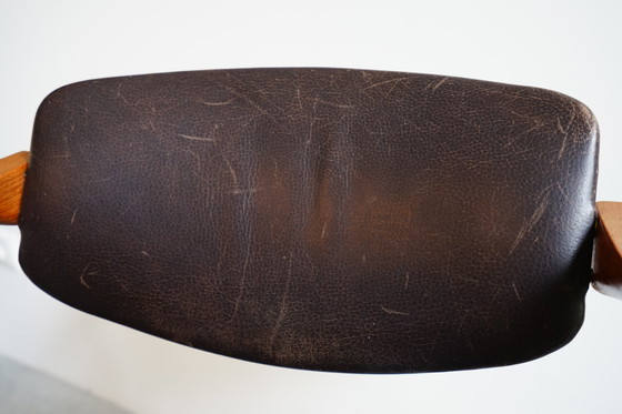 Image 1 of 6 Kai Kristiansen stoelen | Model 42 | Teak Leder patina