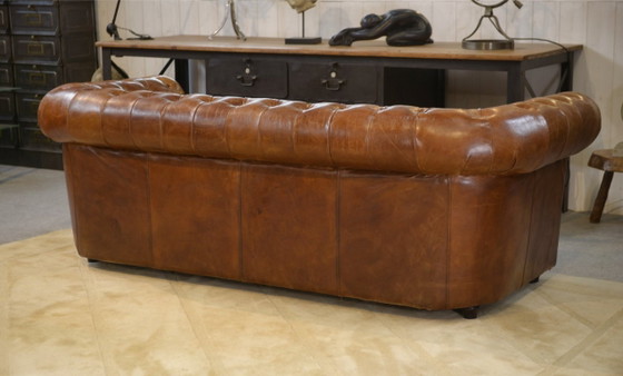 Image 1 of Chesterfield sofa in brown leather