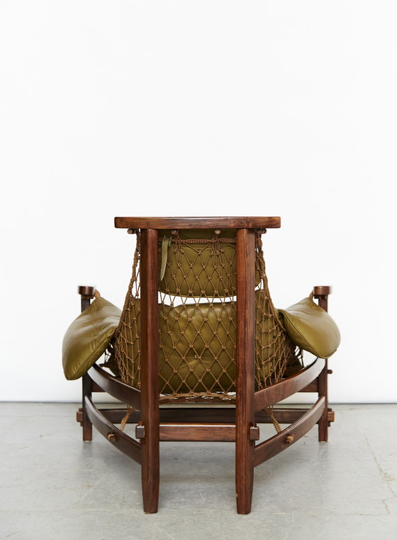 Image 1 of Jean Gillon "Jangada" Lounge Chair & Ottomane For Italma Wood Art, 1968