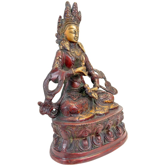 Tibetische Vajrasattva Bronze Himalaya Zweifarbige Patina Statue 22 cm – Bildhauerei (photo 2 of 10)