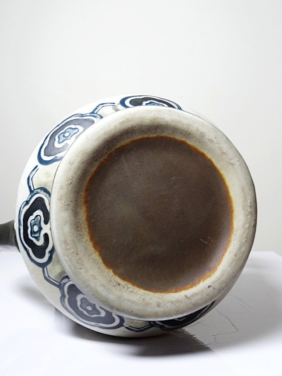 Image 1 of Antique Art Deco vase, 1920-40, in fine stoneware, Art Nouveau style & chinoiserie decoration