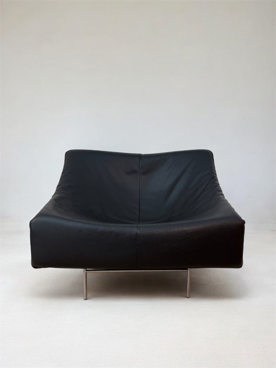 Image 1 of Sedia a farfalla Montis in pelle nera e acciaio inox