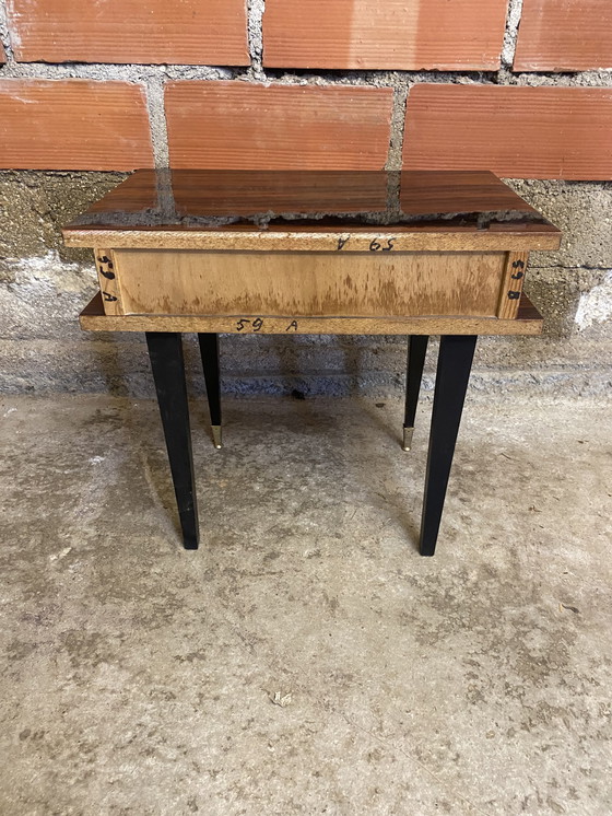 Image 1 of Chevet Ancien Table Nuit Tiroir Bois de Macassar Milieu XXeme Vintage #D369
