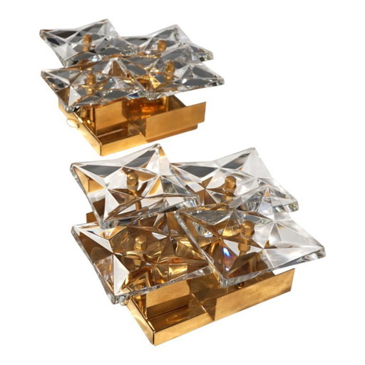 Set di 2 lampade da parete in cristallo Kinkeldey Hollywood Regency, 1970