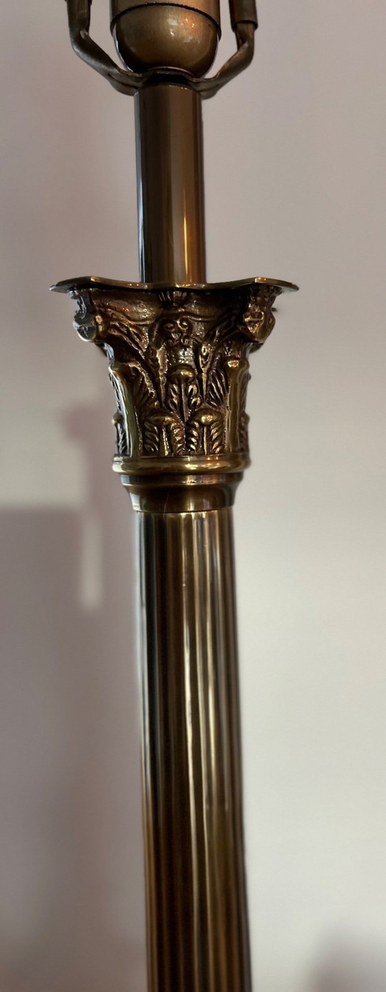 Lampada da tavolo in ottone colonna XXL (85 cm), stile Hollywood-Regency, Lampade da tavolo, Dorato, Klassiek (foto 2 di 5)