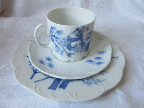 Rosenthal Manufaktur Selb: 2 Cups, 2 Saucers, 2 Side Plates + Creamer - Blue White Cherry Blossom Tree, Very (photo 4 of 6)