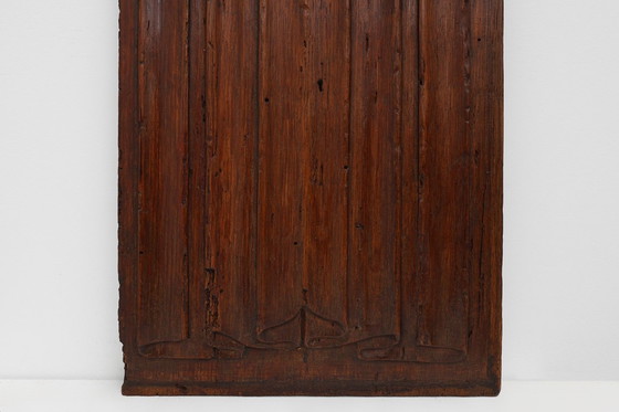 Image 1 of 16th Century oak carved Gothic Panel, Belgium