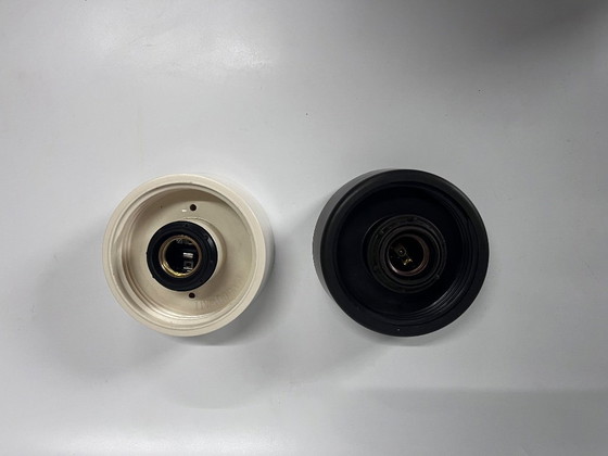 Image 1 of Vintage Herda plafondlamp mid century goud en wit