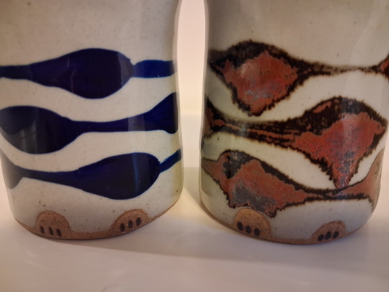 Vintage keramische zout- en peperstrooiers in de vorm van een kat van het Japanse merk Takahashi. (photo 4 of 8)