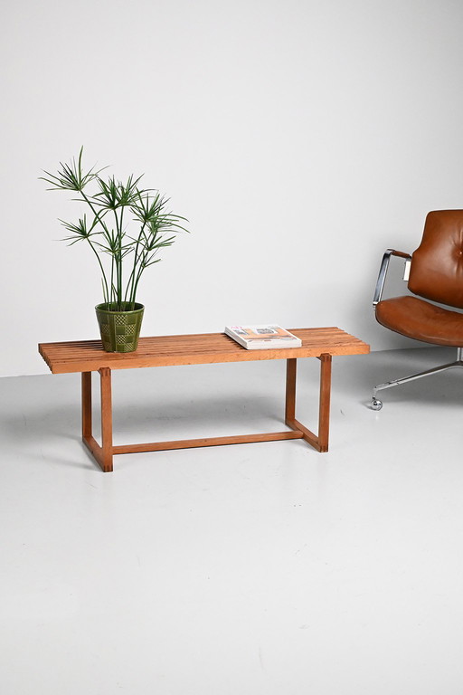 Prachtig eiken lattenbankje