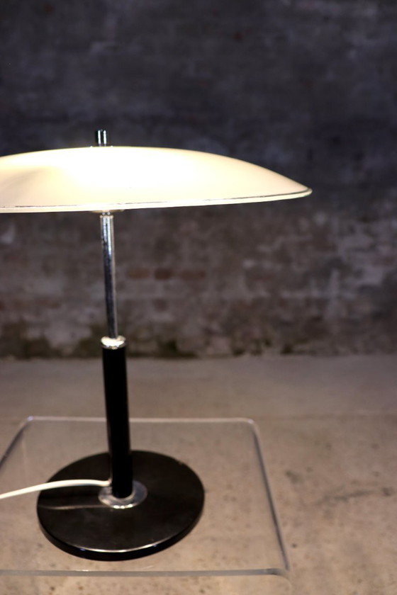 Image 1 of IKEA – Solist – Vintage Mushroom Desk lamp – B8802 – Black – Opal Glass